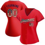 Personalized Red Vintage USA Flag-Navy Authentic Baseball Jersey Team Custom Name and Number