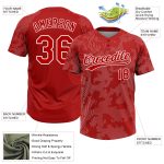 Personalized Red White 3D Pattern Curve Lines Two-Button Unisex Softball Jersey Team Custom Name and Number