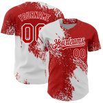 Personalized Red White 3D Pattern Design Abstract Brush Stroke Authentic Baseball Jersey Team Custom Name and Number