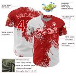 Personalized Red White 3D Pattern Design Abstract Brush Stroke Authentic Baseball Jersey Team Custom Name and Number