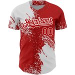 Personalized Red White 3D Pattern Design Abstract Brush Stroke Authentic Baseball Jersey Team Custom Name and Number