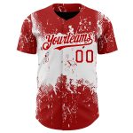 Personalized Red White 3D Pattern Design Abstract Splatter Grunge Art Authentic Baseball Jersey Team Custom Name and Number