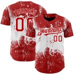 Personalized Red White 3D Pattern Design Abstract Splatter Grunge Art Authentic Baseball Jersey Team Custom Name and Number