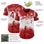 Personalized Red White 3D Pattern Design Abstract Splatter Grunge Art Authentic Baseball Jersey Team Custom Name and Number