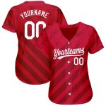 Personalized Red White 3D Pattern Design Authentic Baseball Jersey