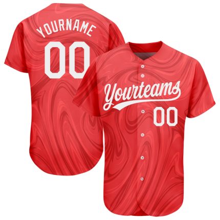 Personalized Red White 3D Pattern Design Authentic Baseball Jersey Team Custom Name and Number