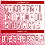 Personalized Red White 3D Pattern Design Bomber Full-Snap Varsity Letterman Jacket Team Custom Name and Number