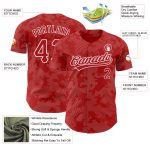 Personalized Red White 3D Pattern Design Curve Lines Authentic Baseball Jersey Team Custom Name and Number