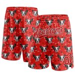 Personalized Red White 3D Pattern Design Dogs Authentic Basketball Shorts Team Custom Name and Number