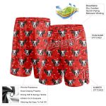 Personalized Red White 3D Pattern Design Dogs Authentic Basketball Shorts Team Custom Name and Number