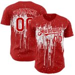 Personalized Red White 3D Pattern Design Dripping Splatter Art Authentic Baseball Jersey Team Custom Name and Number