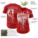 Personalized Red White 3D Pattern Design Dripping Splatter Art Authentic Baseball Jersey Team Custom Name and Number