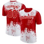 Personalized Red White 3D Pattern Design Dripping Splatter Art Performance T-Shirt