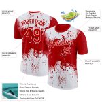 Personalized Red White 3D Pattern Design Dripping Splatter Art Performance T-Shirt