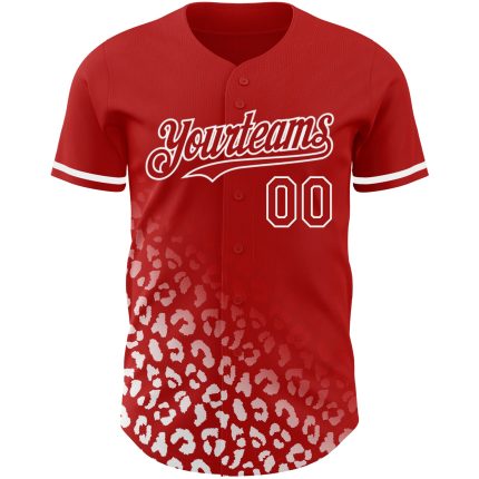 Personalized Red White 3D Pattern Design Leopard Print Fade Fashion Authentic Baseball Jersey Team Custom Name and Number