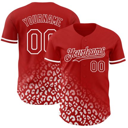 Personalized Red White 3D Pattern Design Leopard Print Fade Fashion Authentic Baseball Jersey Team Custom Name and Number