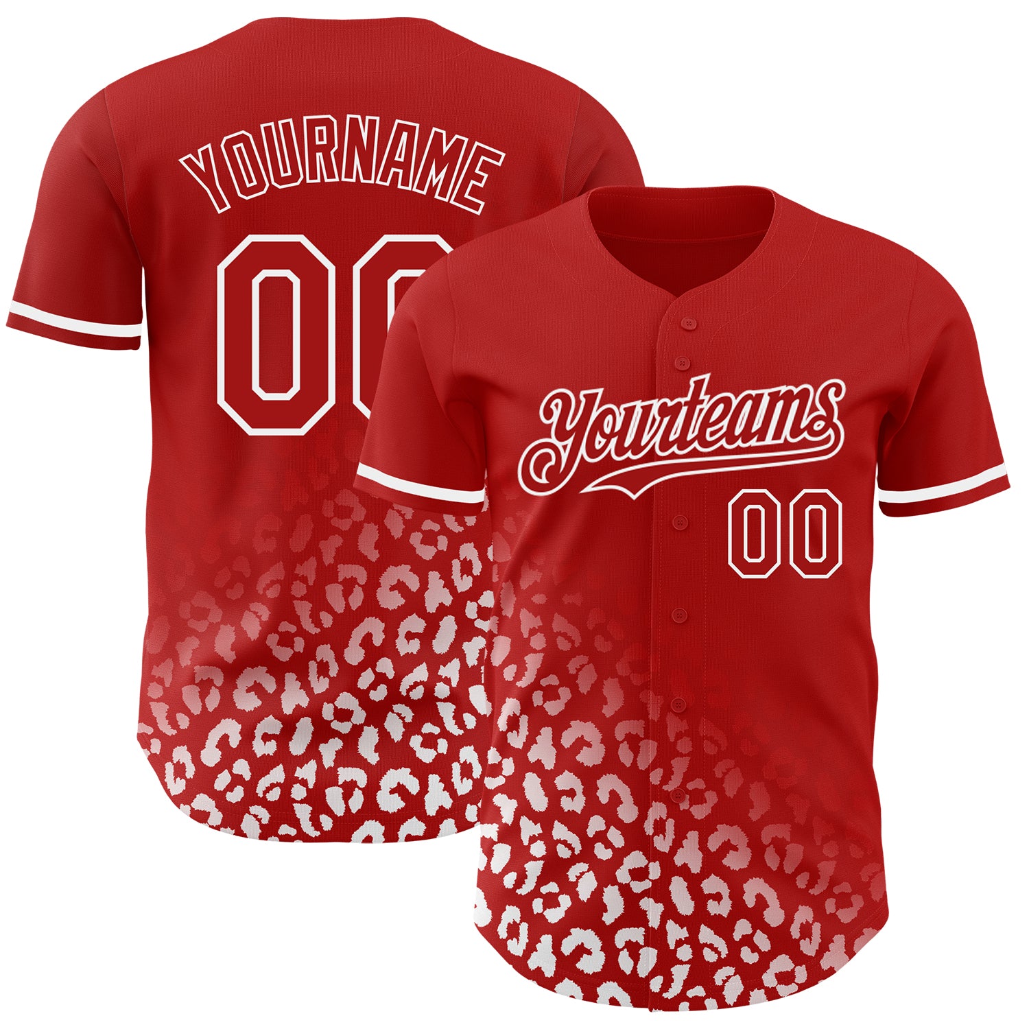 Personalized Red White 3D Pattern Design Leopard Print Fade Fashion Authentic Baseball Jersey Team Custom Name and Number