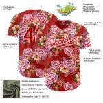Personalized Red White 3D Pattern Design Northeast China Big Flower Authentic Baseball Jersey