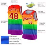 Personalized Red White 3D Pattern Design Rainbow For Pride Month Love Is Love LGBT Authentic Basketball Jersey Team Custom Name and Number