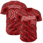 Personalized Red White 3D Pattern Design Slant Lines Authentic Baseball Jersey Team Custom Name and Number