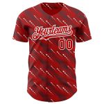 Personalized Red White 3D Pattern Design Slant Lines Authentic Baseball Jersey Team Custom Name and Number