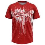 Personalized Red White 3D Pattern Dripping Splatter Art Two-Button Unisex Softball Jersey Team Custom Name and Number