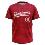 Personalized Red White 3D Pattern Two-Button Unisex Softball Jersey Team Custom Name and Number