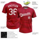 Personalized Red White 3D Pattern Two-Button Unisex Softball Jersey Team Custom Name and Number