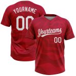 Personalized Red White 3D Pattern Two-Button Unisex Softball Jersey Team Custom Name and Number