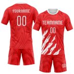 Personalized Red White Abstract Fragment Art Sublimation Volleyball Uniform Jersey Team Custom Name and Number