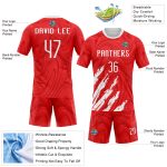 Personalized Red White Abstract Fragment Art Sublimation Volleyball Uniform Jersey Team Custom Name and Number