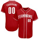 Personalized Red White Authentic Baseball Jersey