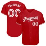 Personalized Red White Authentic Baseball Jersey Team Custom Name and Number
