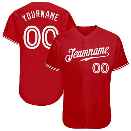 Personalized Red White Authentic Baseball Jersey Team Custom Name and Number