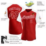 Personalized Red White Authentic Raglan Sleeves Baseball Jersey Team Custom Name and Number