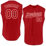Personalized Red White Authentic Sleeveless Baseball Jersey