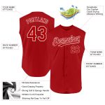 Personalized Red White Authentic Sleeveless Baseball Jersey
