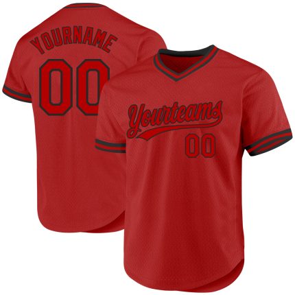 Personalized Red White Authentic Throwback Baseball Jersey Team Custom Name and Number