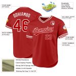 Personalized Red White Authentic Throwback Baseball Jersey