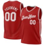 Personalized Red White Authentic Throwback Basketball Jersey Team Custom Name and Number