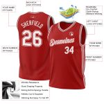 Personalized Red White Authentic Throwback Basketball Jersey Team Custom Name and Number