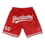 Personalized Red White Authentic Throwback Basketball Shorts