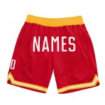 Personalized Red White Authentic Throwback Basketball Shorts Team Custom Name and Number