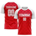 Personalized Red White Away Sublimation Soccer Uniform Jersey Team Custom Name and Number
