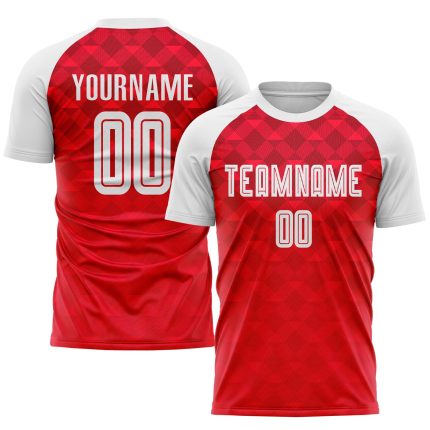 Personalized Red White Away Sublimation Soccer Uniform Jersey Team Custom Name and Number