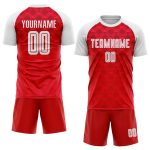 Personalized Red White Away Sublimation Soccer Uniform Jersey Team Custom Name and Number