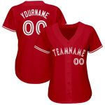 Personalized Red White Baseball Jersey Team Custom Name and Number