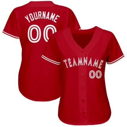 Personalized Red White Baseball Jersey Team Custom Name and Number