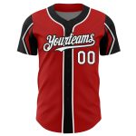 Personalized Red White-Black 3 Colors Arm Shapes Authentic Baseball Jersey Team Custom Name and Number