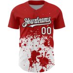 Personalized Red White-Black 3D Pattern Design Abstract Splash Grunge Art Authentic Baseball Jersey Team Custom Name and Number